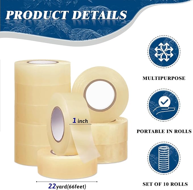 Clear Hockey Tape, Hockey Tape Multipurpose, Clear, 10 Pack - for Socks and Gear, Easy to Stretch and Tear