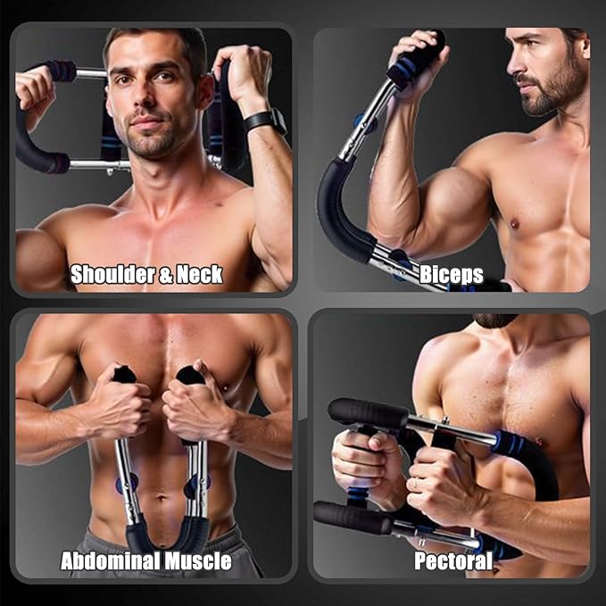 6 Levels Twister Arm Trainer, 40/50/60/75/90/110lb Adjustable Chest Workout Equipment, Portable Power Twister Bar, Body Fitness Machine for Shoulder Back Abdominal Thigh Muscle, Detachable, Men & Women