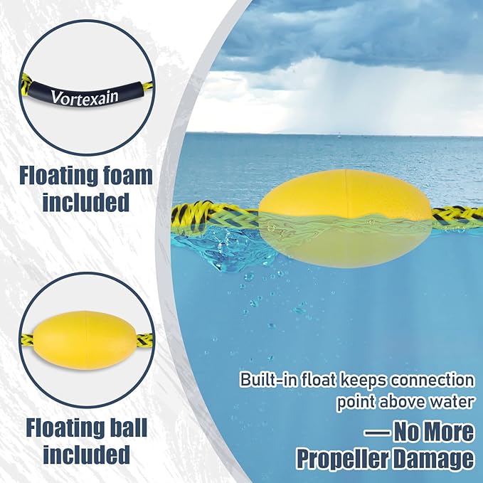 Boat Tow Rope with Stainless Steel, Ropes for Towable Tubes Jet Ski Accessories