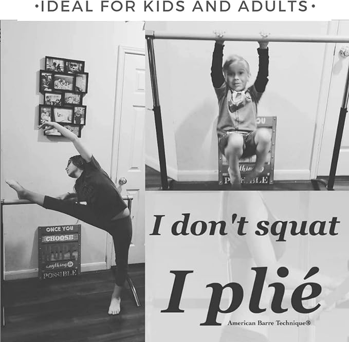 Ballet Barre Portable for Home or Studio, Height Adjustable Bar for Stretch, Pilates, Dance or Active Workouts, Single or Double Bar, Kids and Adults