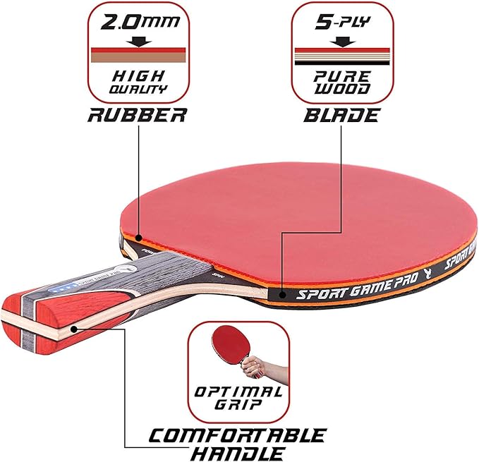 Ping Pong Paddle with Killer Spin + Case for Free - Professional Table Tennis Racket for Beginner and Advanced Players - Improve Your Ping Pong Skills with JT Ping Pong Paddle Set