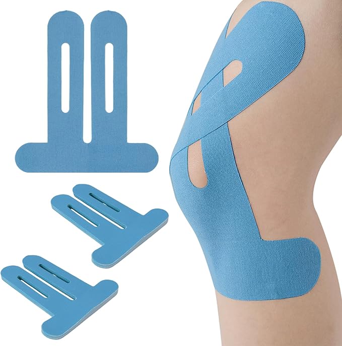 10PCS Kinesiology Tape for Knees, Kinesiology Tape Precut Strips for Knee Support & Stability, Waterproof Breathable Elastic Sports Tape for Pain Relief, Athletic Tape for Muscle & Joint, Blue