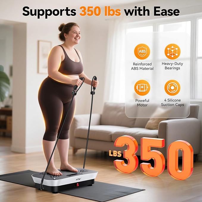 Vibration Plate Exercise Machine - 180 Speed Levels, 350 lbs Weight Capacity, Remote Control, Portable Whole Body Workout Platform for Weight Loss, Lymphatic Drainage, Home Gym Fitness Equipment