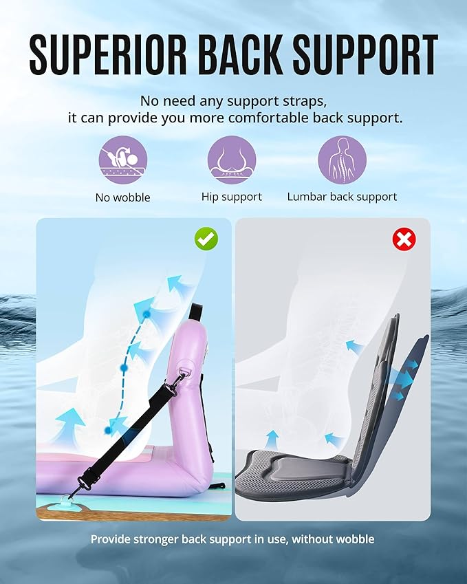 ZLX Paddle Board Seat with Back Support, Portable Kayak Seat, Air Pump Included, Universal Inflatable Seat for Adults, Foldable Ergonomic Design, Easy Fix for Outdoor Fishing/Kayaking/Camping