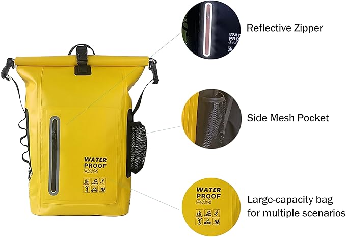 Dry Bag Waterproof 25L-Floating&Lightweight Bags for Women Waterproof Backpack for Kayaking, Boating, Fishing,Paddle boarding, Camping, Hiking,Roll-Top Seal&Adjustable Shoulder Straps