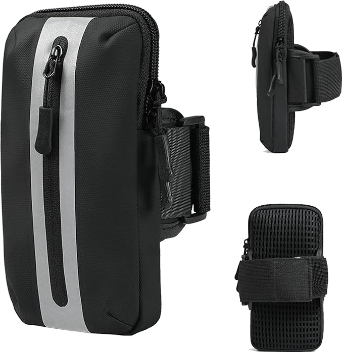 Running Phone Holder Armband, iPhone Arm Bands for Exercise, Running Arm Bands for Cell Phone, Phone Purse Cell Phone Holder for Walking (Black)