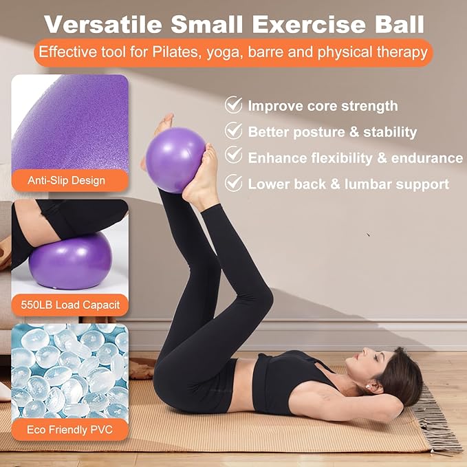 Pilates Ring Circle and Pilates Ball Set, 12 Inch&14Inch Magic Circle Pilates Ring,9 Inch Small Exercise Ball,Resistance Bands Set, Home Pilates Equipment for Women