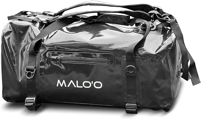 Malo'o Airtight Waterproof Adventure Duffle - Ideal for Kayaking, Camping, Beach, Fishing, Boating, Hiking - Water-Tight Zipper