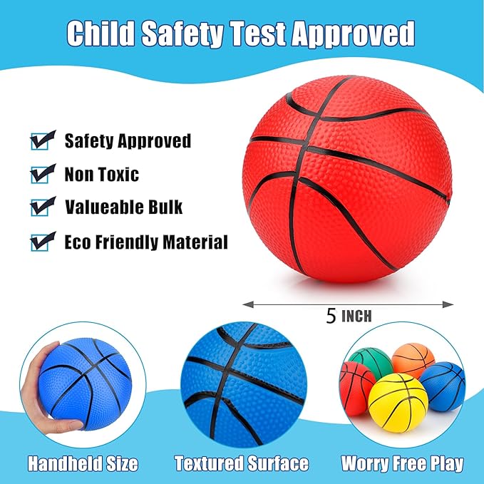 5 Inch Foam Mini Basketball Balls for Indoor Mini Hoops Set, Soft Squishy Basketball Slow Rising| Swimming Pool Beach Balls Great Sport Gift for Adults & Kids Sensory Stress Balls (3 Pack)