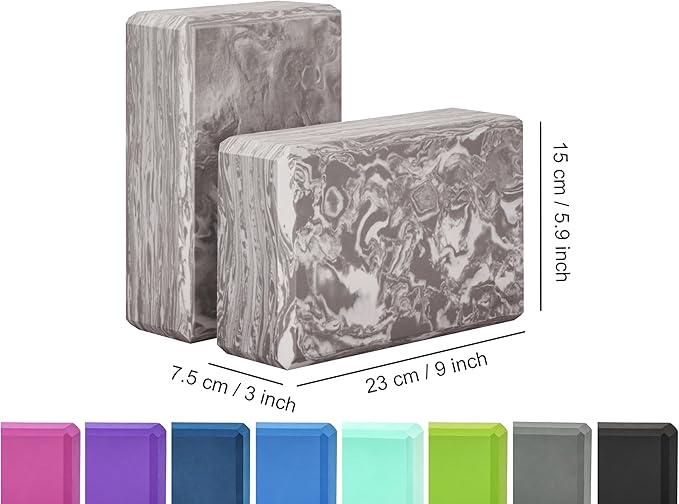 EXERZ Yoga Blocks 2 pack, Gym Blocks, Exercise Workout Fitness Bricks, Pilates Stretch Handstand Non-Slip