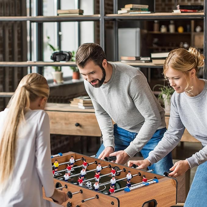 Goplus Folding Foosball Table, 27” Wooden Soccer Game Table with 2 Footballs & Score Keepers, Indoor Outdoor Portable Football Game Set for Kids Adults, Arcades, Bars, Parties, Family Nights