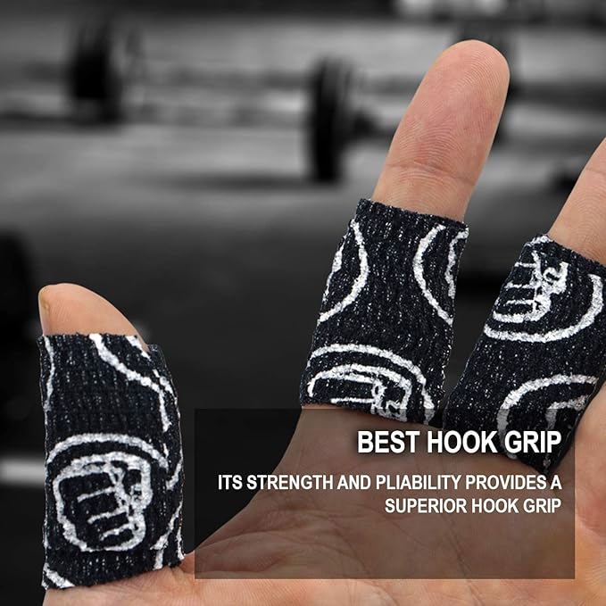 WOD Nation Flexible Hook-Grip Athletic Tape – Easy-Tear, Sweat-Proof Thumb & Finger Strips for Weightlifting