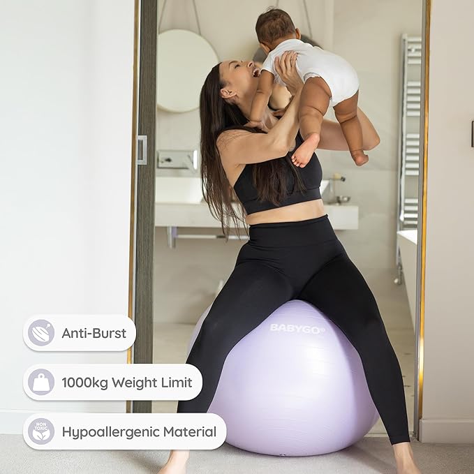 BABYGO Birthing Ball - Pregnancy Yoga Labor & Exercise Ball & Book Set Trimester Targeting, Maternity Physio, Birth & Recovery Plan Included Anti Burst Eco Friendly