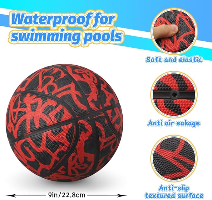 Dilabnba 9" Large Basketball Toy for Kids Adults, Mini Basketball for Outdoor Hoops, Anti-Slip Textured Grip, Pool Ball for Swimming Pool Hoops, Beach Balls Sand Toy for Indoor Yard (Size 6 Blue)