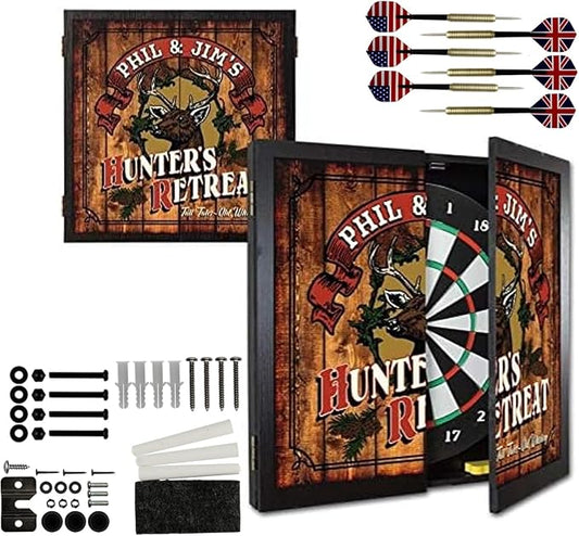THOUSAND OAKS BARREL CO. | Personalized Dartboard & Cabinet Set with 6 Steel Tip Darts