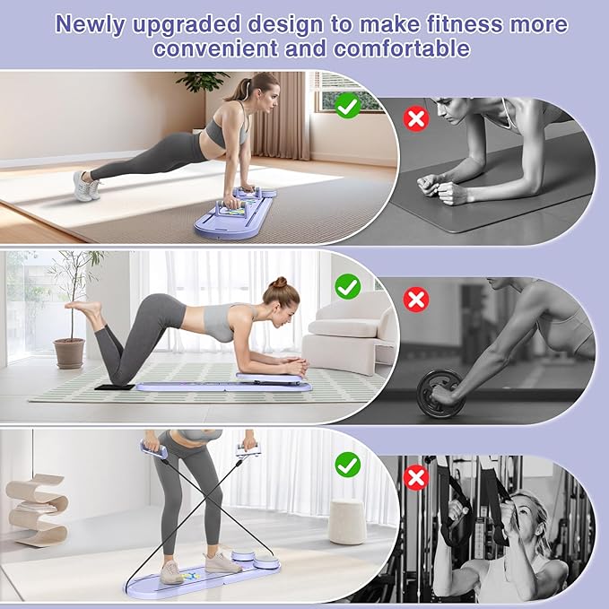 Pilates Board, Pilates Reformer Set, 15 in 1 Multi-Purpose Foldable Pilates Reformers Equipment, Portable Pilates Reformer Machine, Home Pilates Kit for Home Workout, Ab Pilates Board for Women