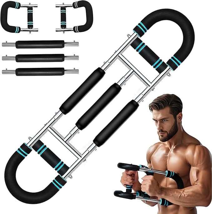 Twister Arm & Chest Trainer - Adjustable 3 Resistance Levels (0-132lbs), Detachable Strength Training Equipment for Home Gym, Men & Women