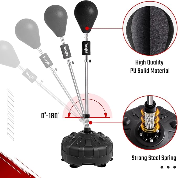 Yes4All Punching Bag with Stand, Adjustable Height, Boxing Equipment with PU Leather Speed Reflex Ball, Home Gym Workout MMA Training & Fitness