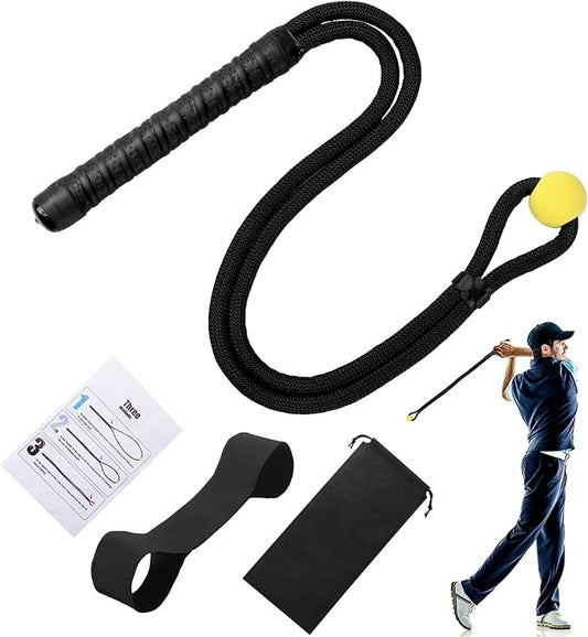 HOMIEE Golf Rope Swing Trainer Set, Golf Swing Training Aid & Swing Correcting Arm Band, Improve Speed, Tempo, Rhythm, Flexibility and Strength, Golf Gifts for Golfers of All Levels