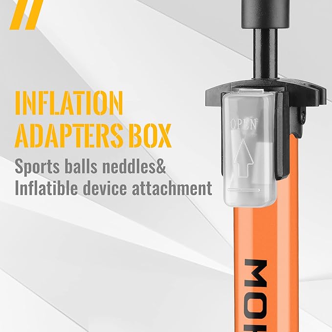 MOHEGIA Bike Floor Pump with Gauge: Air Bicycle Pump with High Pressure 160 PSI,Fits Schrader and Presta Valve -Inflator with Ball Pump Needles for MTB Road Bike, Ball, Balloon, Inflatables