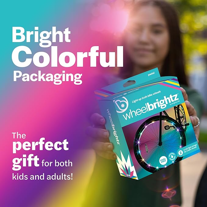 Brightz WheelBrightz LED Bike Wheel Lights - 2025 Edition with Superior Straps & LED-Weatherproof Shield! 14 Colors - Unmatched Durability, Visibility & 48+ Hours of Dazzling Illumination