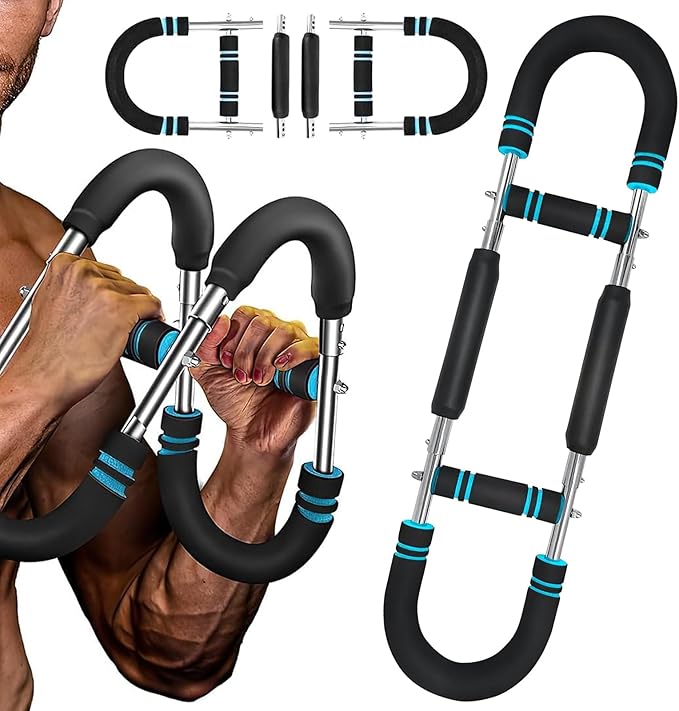 Twister Arm Trainer, Adjustable Chest Exerciser with 4 Spring, Detachable Power Twister Bar for Men Women, Portable Upper Body Strength Training Machine, Spring Resistance Fitness Equipment