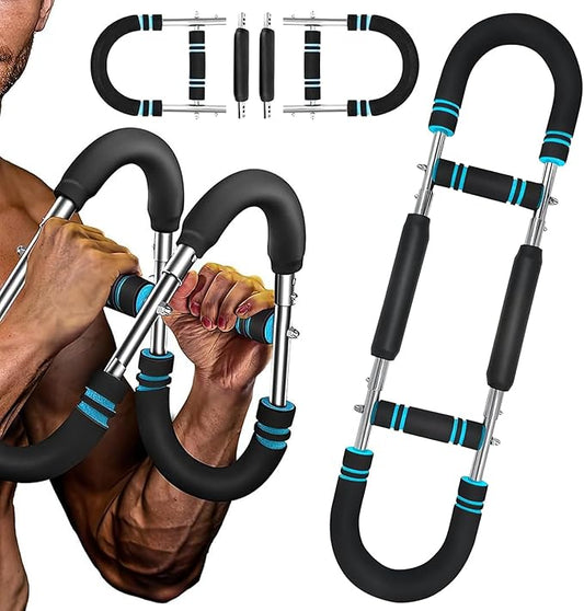 Twister Arm Trainer, Adjustable Chest Exerciser with 4 Spring, Detachable Power Twister Bar for Men Women, Portable Upper Body Strength Training Machine, Spring Resistance Fitness Equipment