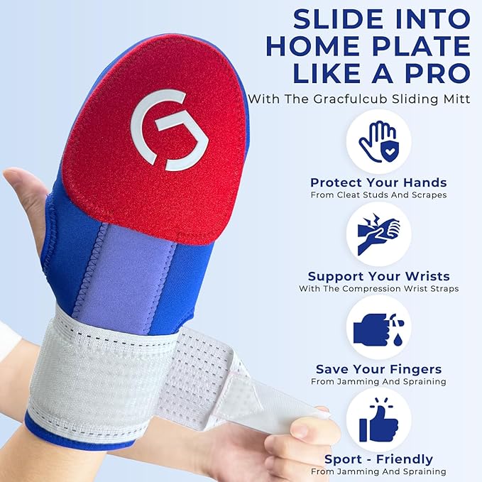 Gracfulcub Baseball Sliding Mitt, Baseball Glove Softball Guard, Ergonomic Design Protecting Fingers for Basic Base Running