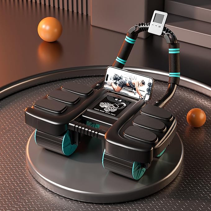 2024 New Ab Wheel Roller with Elbow Support - Automatic Rebound Abdominal Wheel Roller, The Upgraded Four-wheel Abdominal Wheel Core Workout Equipment Home Gym Abs Machine