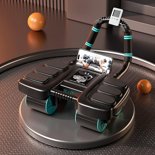 2024 New Ab Wheel Roller with Elbow Support - Automatic Rebound Abdominal Wheel Roller, The Upgraded Four-wheel Abdominal Wheel Core Workout Equipment Home Gym Abs Machine