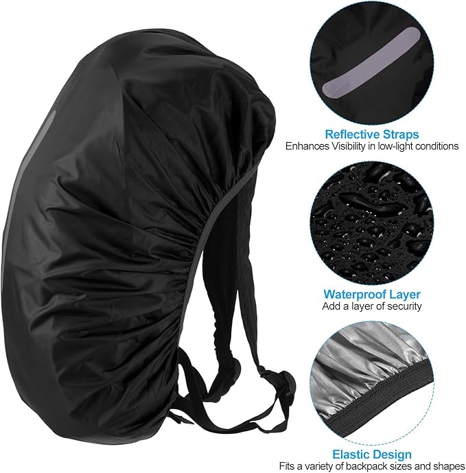 PATIKIL Waterproof Backpack Rain Cover, Non-Slip Backpack Cover with Vertical Reflective Strap Stay Dry for Hiking, Camping, Hunting