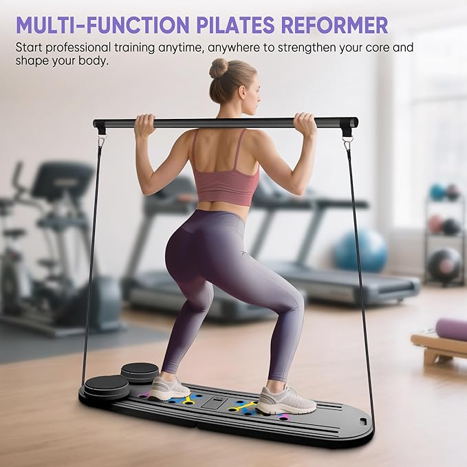 Pilates Board, Pilates Portable Reformer Machine 2025 for Home Workout, 7 in 1 Multifunctional Abdominal Board, Foldable Abs Trainer Machine, Pilates Core Workout Equipment for Women
