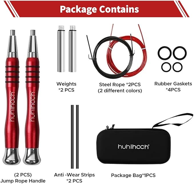 High Speed Jump Rope - Self-Locking No-Screw Design, Weighted Jump Rope, 360° Fast Rotation, Silicone Textured Design, Non-Slip, Includes 2 Speed Ropes Cables for Optimal Fitness Training & More - CrossFit Jump Rope.