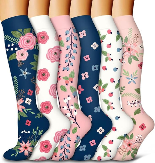 6 Pack Copper Compression Socks for Women and Men Circulation-Best Support for Medical, Running,Nursing,Athletic