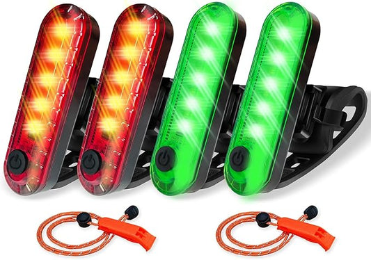 4Pack LED Navigation Lights Kit for Boat Kayak, Stern Light Battery 0perated, Easy Clip on for Night Kayaking, Boating, Canoeing, Paddle Board, Jet Ski, Dinghy, 2Pcs Safety Whistles