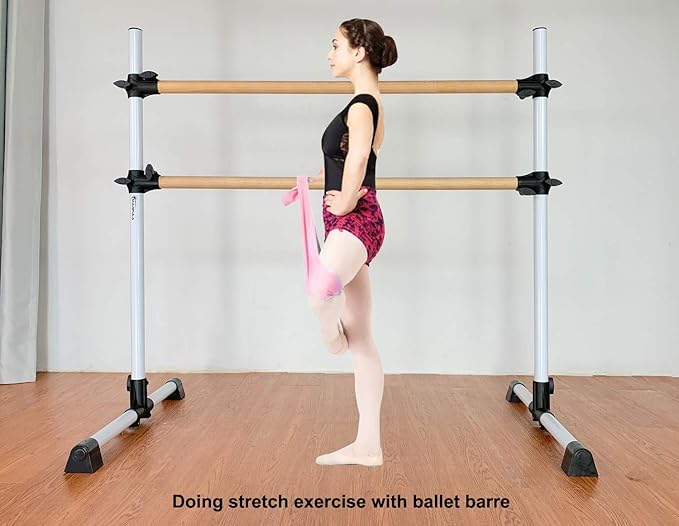 MARFULA 4 Ft Portable Wood Ballet Barre Ballet Bar Dance Barre Freestanding with Carry Bag