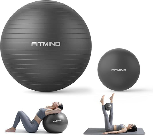 FITMIND_ Extra Thick Exercise Ball Yoga Ball 22in/26in/30in for Workout Pregnancy Stability,Anti-Burst and Slip Resistant Swiss Ball with Pump for Yoga, Pilates, Fitness,Birthing,Physical Therapy