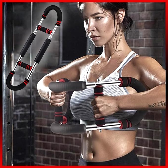 Chest Workout Equipment, 3 Holes Adjustable 66-130lb Portable Detachable Fitness Machine, Trainer Arm Traine for Men Women
