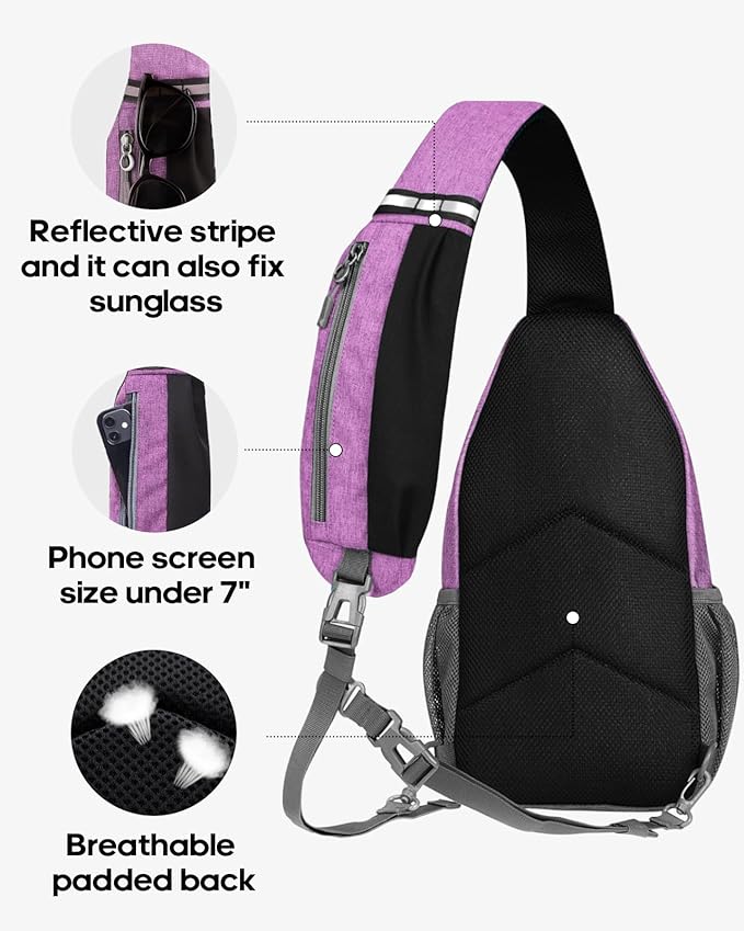 WATERFLY Crossbody Sling Backpack Sling Bag Travel Hiking Chest Bag Daypack