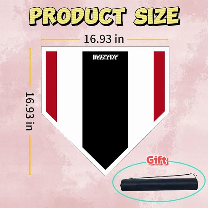 Baseball Home Plate - 17" Tri-Color Blended Rubber Mat for Pitching & Hitting Practice,Softball Training | 0.6lbs Lightweight,Portable Design with Carry Bag,All-Weather Baseball Bases