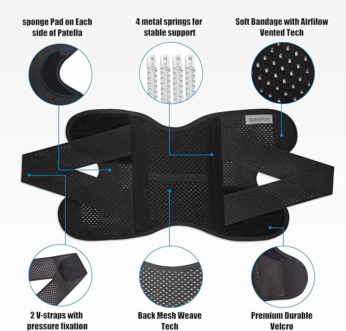 Galvaran Knee Brace with Side Stabilizers for Meniscal Tear Knee Pain ACL MCL Arthritis Injuries Recovery, Breathable Adjustable Knee Support for Men and Women