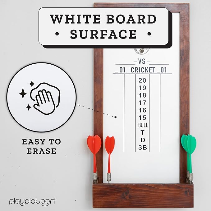 Play Platoon Dart Scoreboard & Darts Holder Wall Mount with Bottle Opener - Wood Score Board, Professional Darts Accessories, Dart Holder