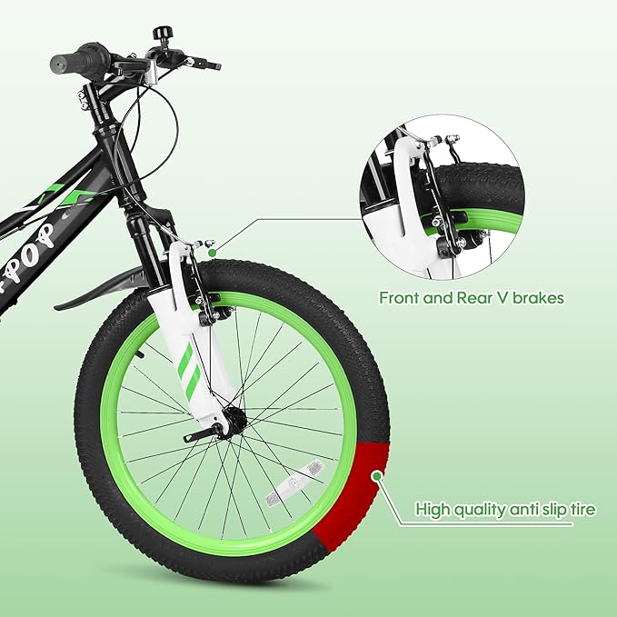 20 24 Inch Kids Bike, 7-Speed Girls Boy Mountain Bike, Front Suspension Fork Kids' Bicycles Girls Boys Bikes Ages 8-12, Front and Rear V Brakes