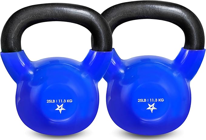 Yes4All Kettlebell, 5-100 LB Vinyl Coated Cast Iron Strength Training Kettlebells for Home Gym Exercises, Fitness, Full Body Workout Equipment, Push Ups, and Grip Strength