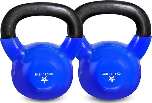Yes4All Kettlebell, 5-100 LB Vinyl Coated Cast Iron Strength Training Kettlebells for Home Gym Exercises, Fitness, Full Body Workout Equipment, Push Ups, and Grip Strength