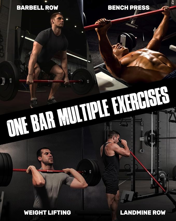 PB01 7FT Olympic Barbell, Weight Bar with Knurled Grip, 1000lb Capacity Strength Training Deadlift Bar for Squat, Weightlifting, Bench Press, Fits 2-inch Standard Weight Plates