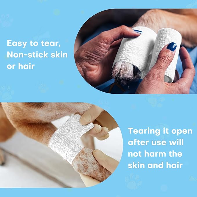 48 Pack 2” x 5 Yards Self Adhesive Bandage Wrap, Elastic Breathable Cohesive Bandage Wrap Athletic Stretch Tape for Wrist Ankle Sports (White)