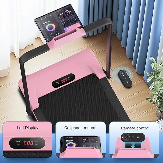 ANCHEER 4 in 1 Under Desk Treadmill with Incline - 2s Folding/Max 300 lb Capacity Walking Pad - Compact Electric Treadmill for Home, Gym, or Office with LED Touch Screen and Remote Control