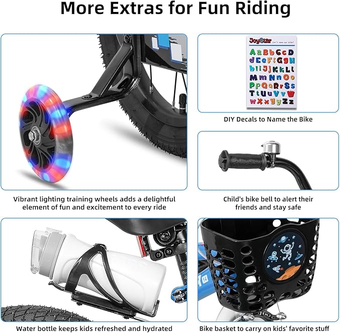 JOYSTAR Pluto 12 14 16 18 20 Inch Kids Bike with Light Up Training Wheels, Kids' Bicycle for Boys Girls Age 3-12 Years, Children Bikes, Multiple Colors