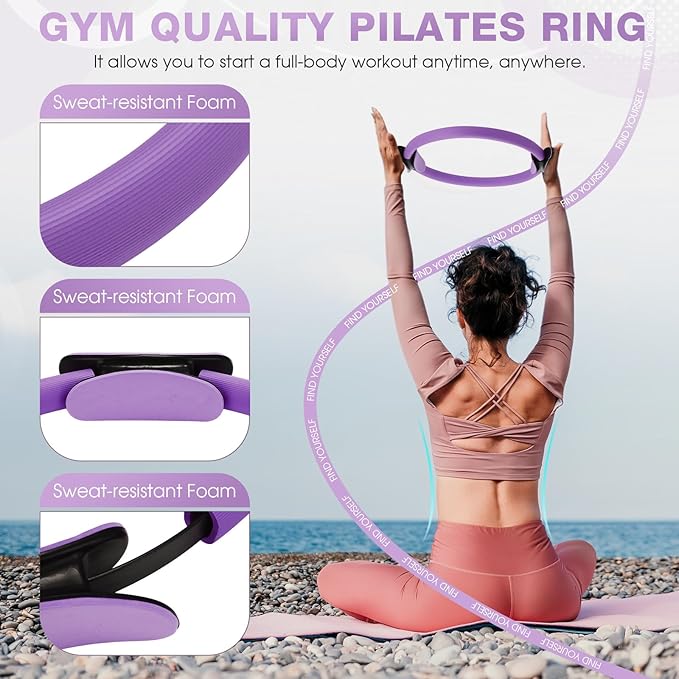 Set of 6 Style Pilates Home Equipment Set Pilates Essential Kit Workout Accessories 14 Magic Circle Mini Exercise Ball Yoga Strap Silicone Tension Strip Tension Band Sliding Plate
